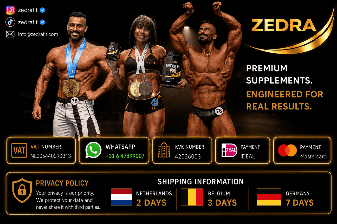 Zedra athletes with premium supplements